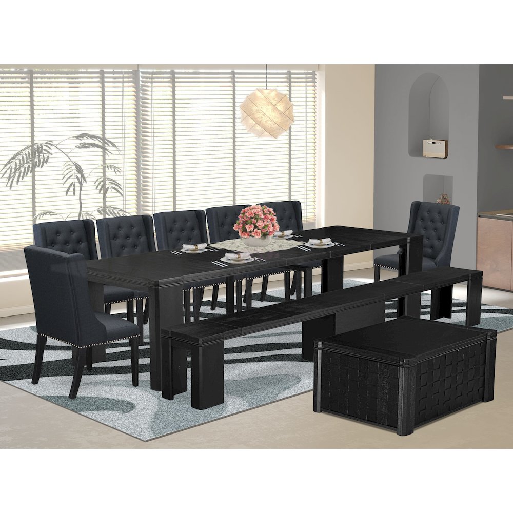 10-piece Dining Room Table Set a Rectangular Kitchen Table with a coffee Table. Picture 2