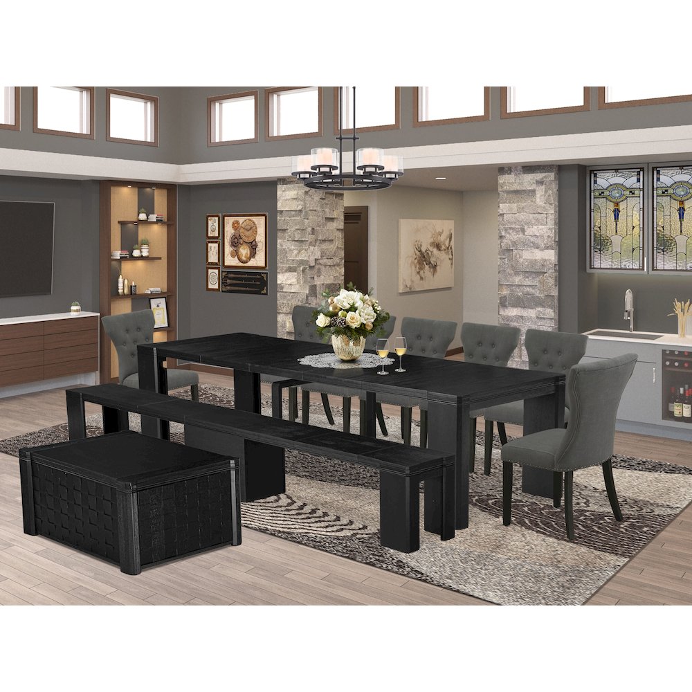10-piece Dining Room Table Set a Rectangular Kitchen Table with a coffee Table. Picture 2