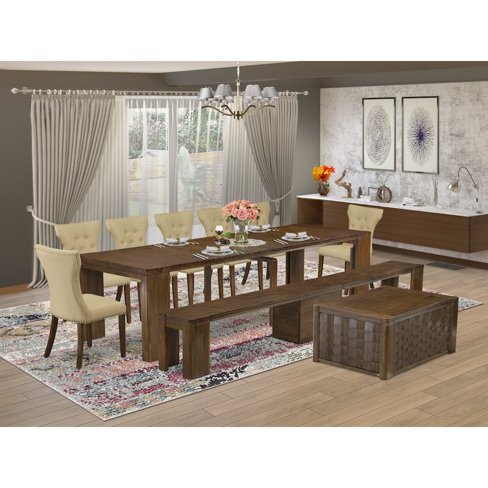 10 Pieces Extendable Dining Set Includes a Rectangle Kitchen Table. Picture 2