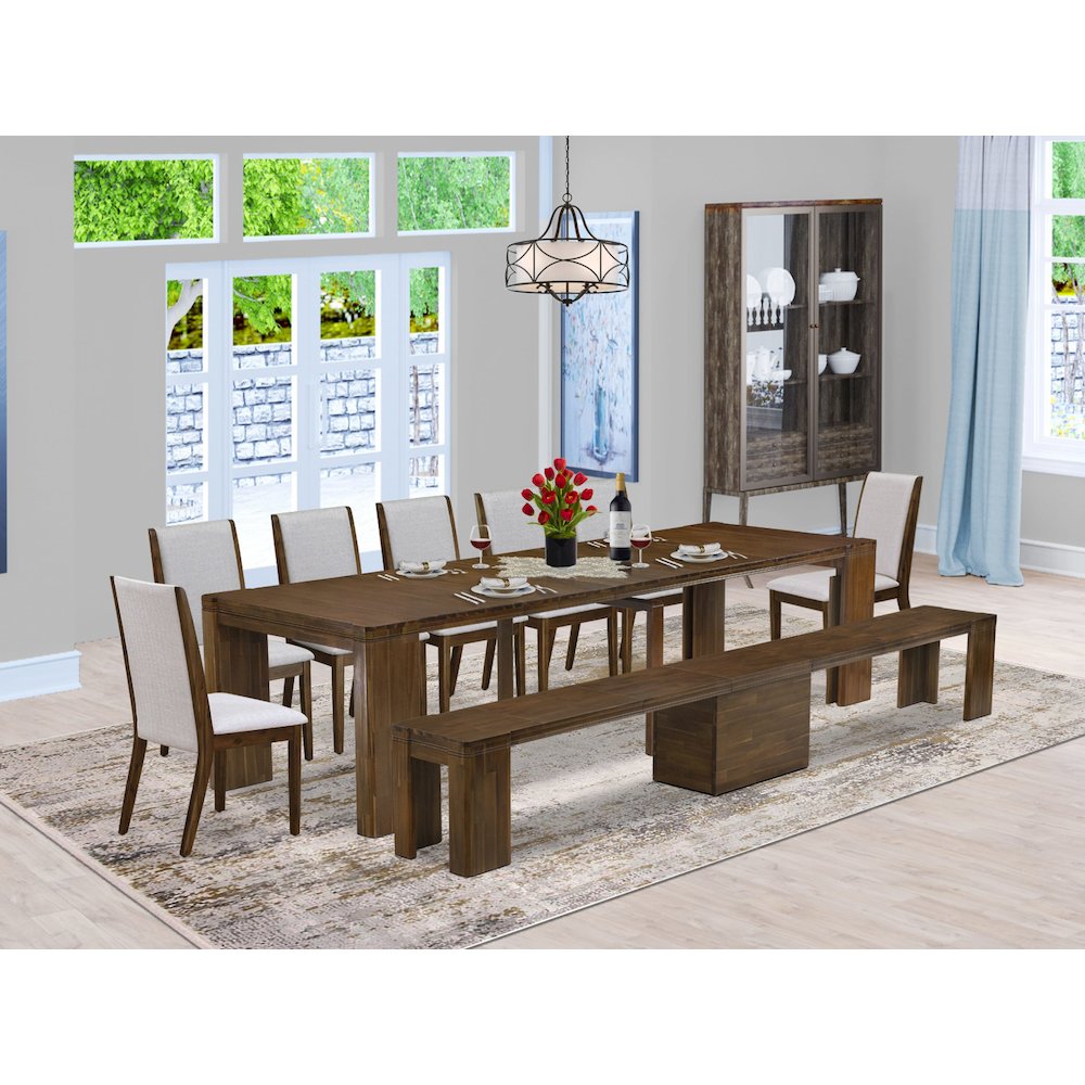 9  Pieces Extendable Dining Set Includes a Rectangle Kitchen Table. Picture 2