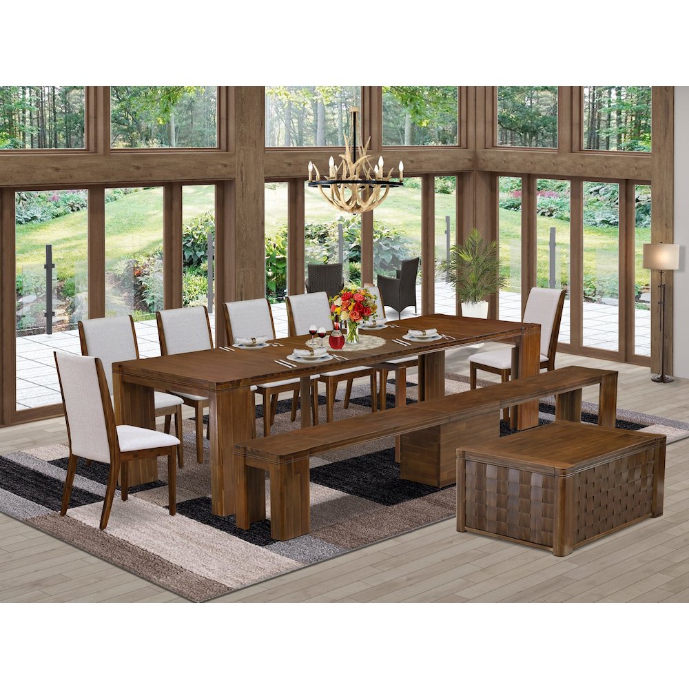 10 Pieces Extendable Dining Set Includes a Rectangle Kitchen Table. Picture 2