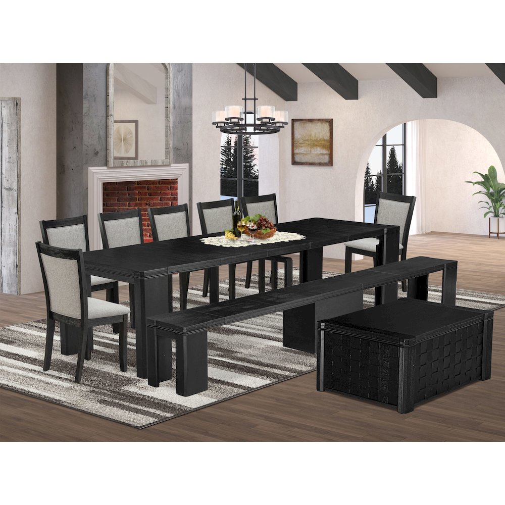 10-piece Dining Room Table Set a Rectangular Kitchen Table with coffee Table. Picture 2