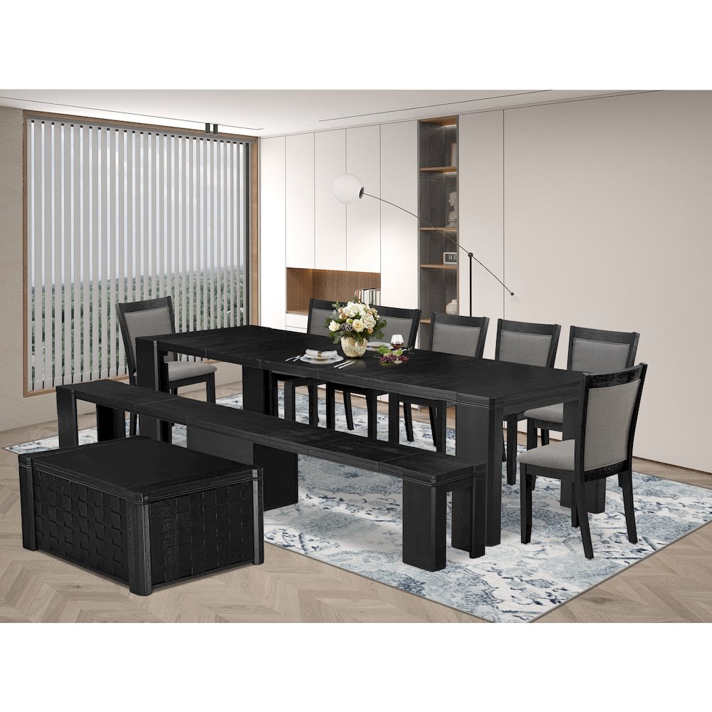 10-piece Dining Room Table Set a Rectangular Kitchen Table with a coffee Table. Picture 2