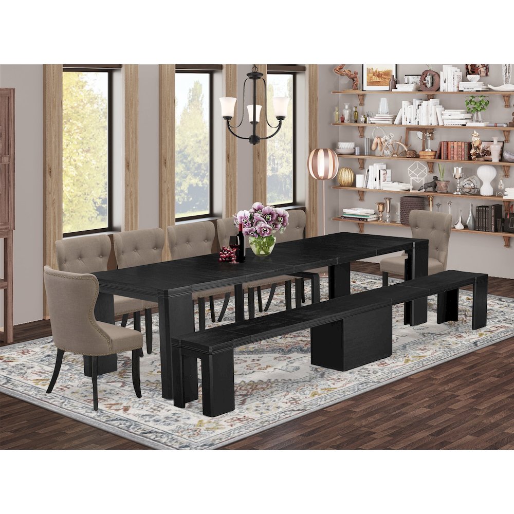 9-piece Dining Room Table Set a Rectangular Kitchen Table. Picture 2