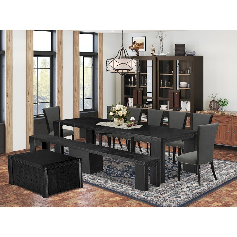 10-piece Dining Room Table Set a Rectangular Kitchen Table with a coffee Table. Picture 2