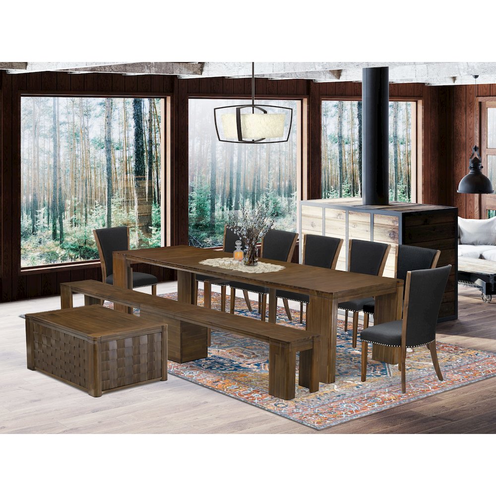10 Pieces Extendable Dining Set Includes a Rectangle Kitchen Table. Picture 2