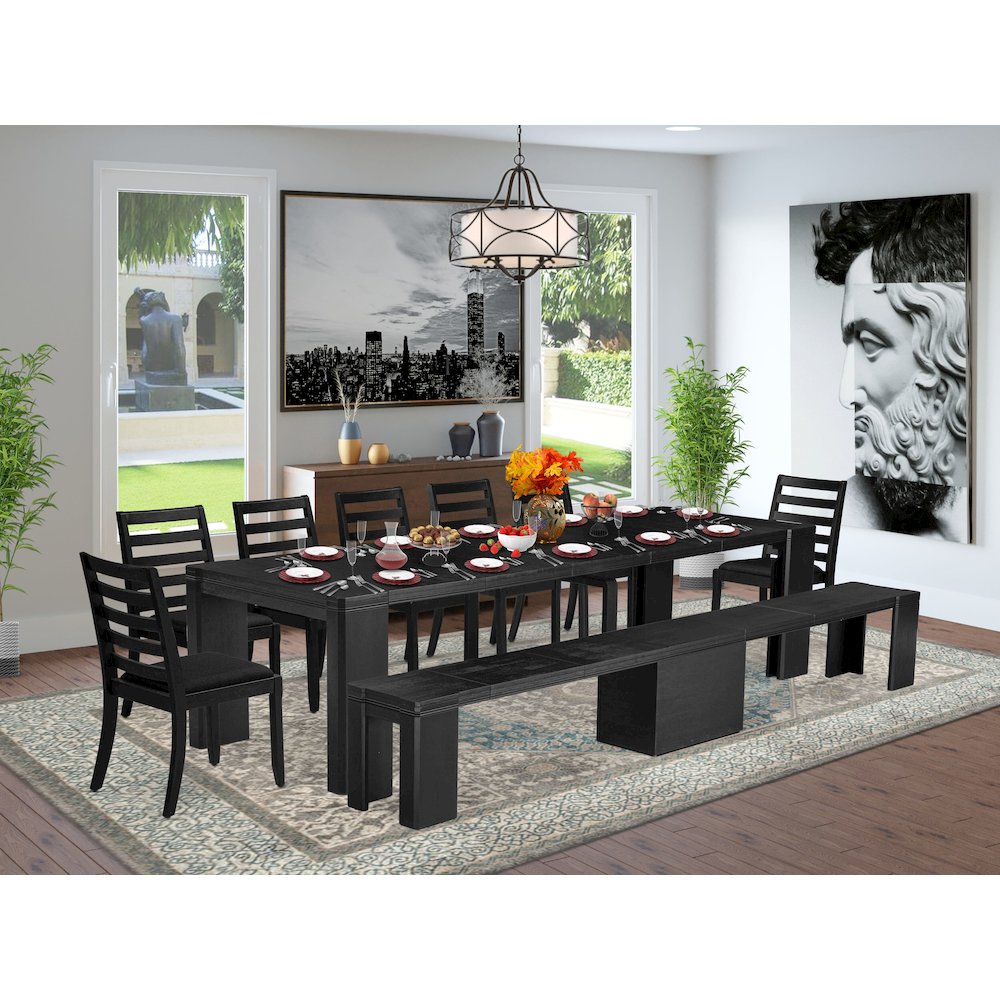 9-piece Modern Dining Room Table Set a Rectangular Dining Table. Picture 2