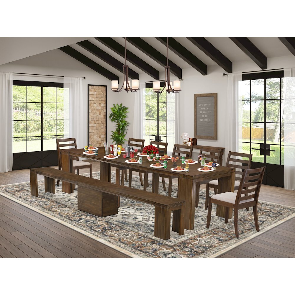 9 Pieces Extendable Dining Set Includes a Rectangle Kitchen Table. Picture 2