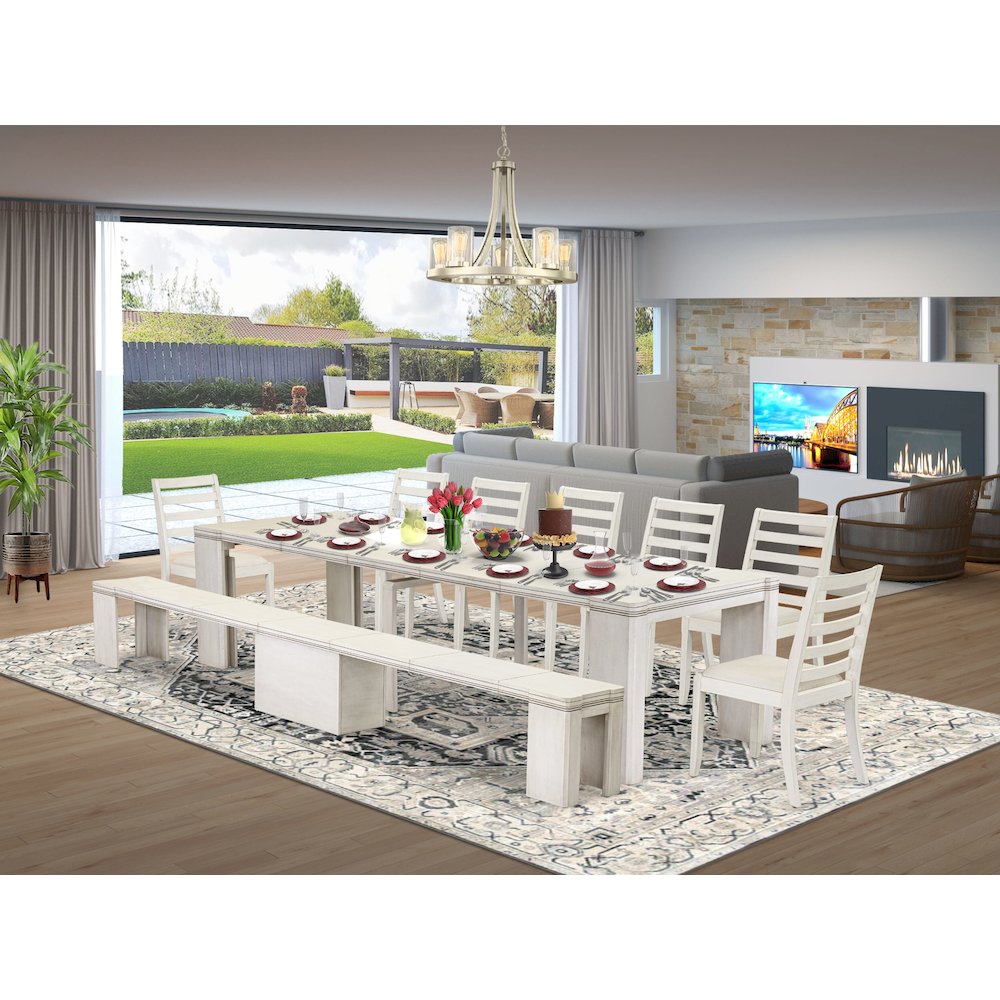 9 Pieces Extendable Dining Set Includes a Rectangle Kitchen Table. Picture 2