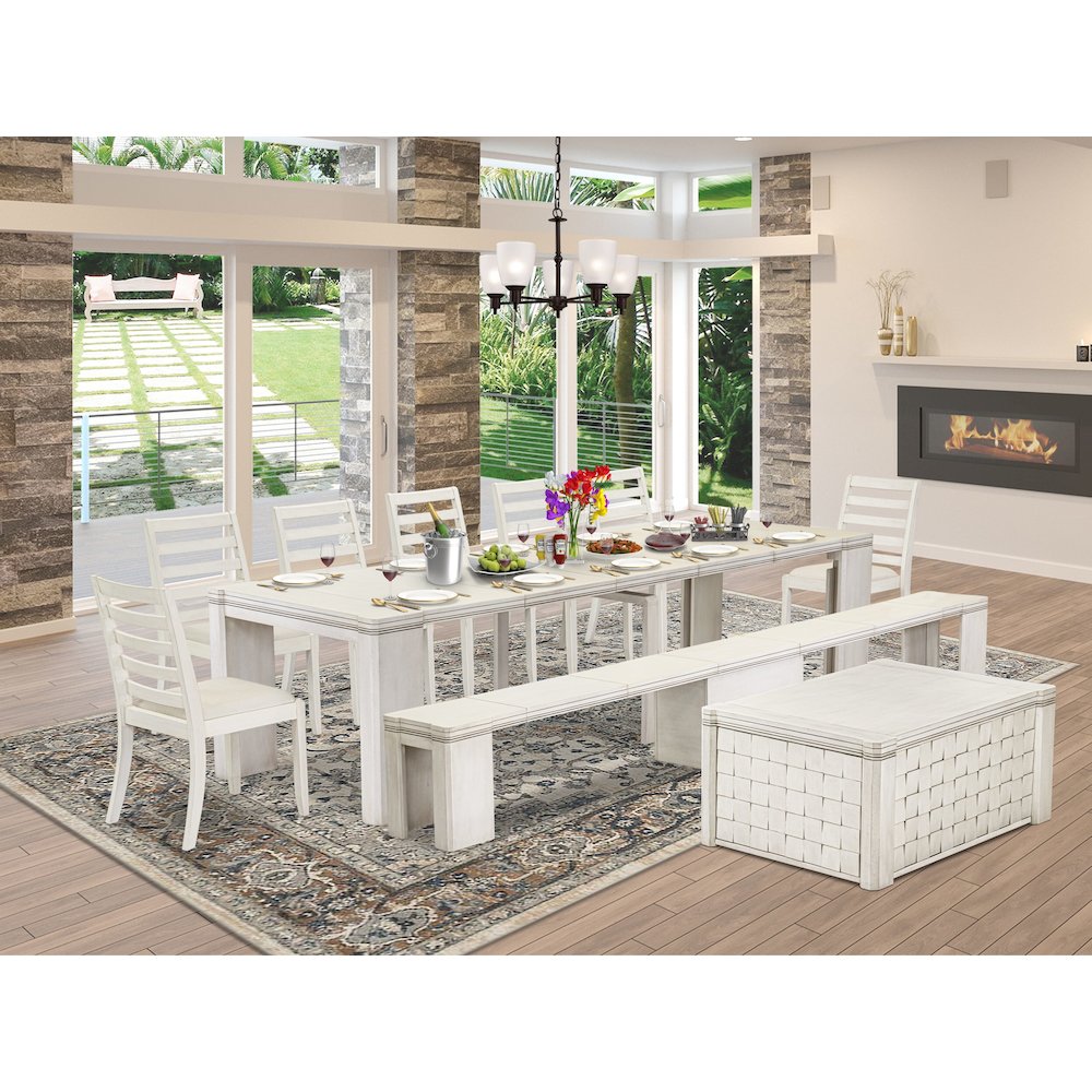 10 Pieces Extendable Dining Set Includes a Rectangle Kitchen Table. Picture 2