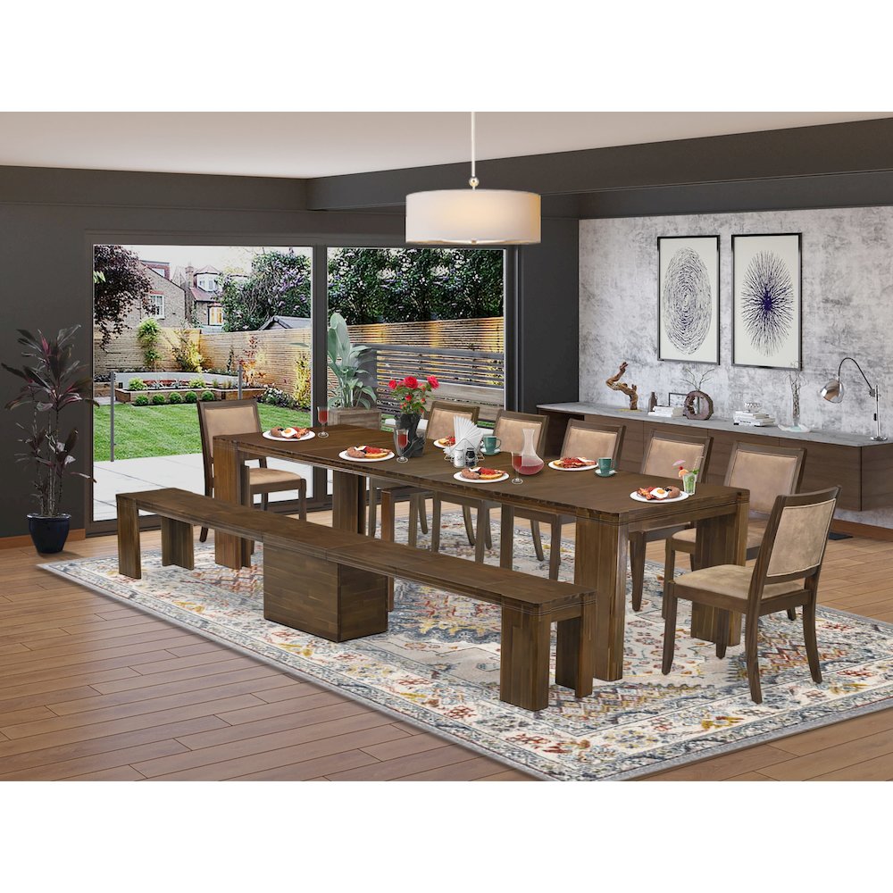 9 Pieces Extendable Dining Set Includes a Rectangle Kitchen Table. Picture 2