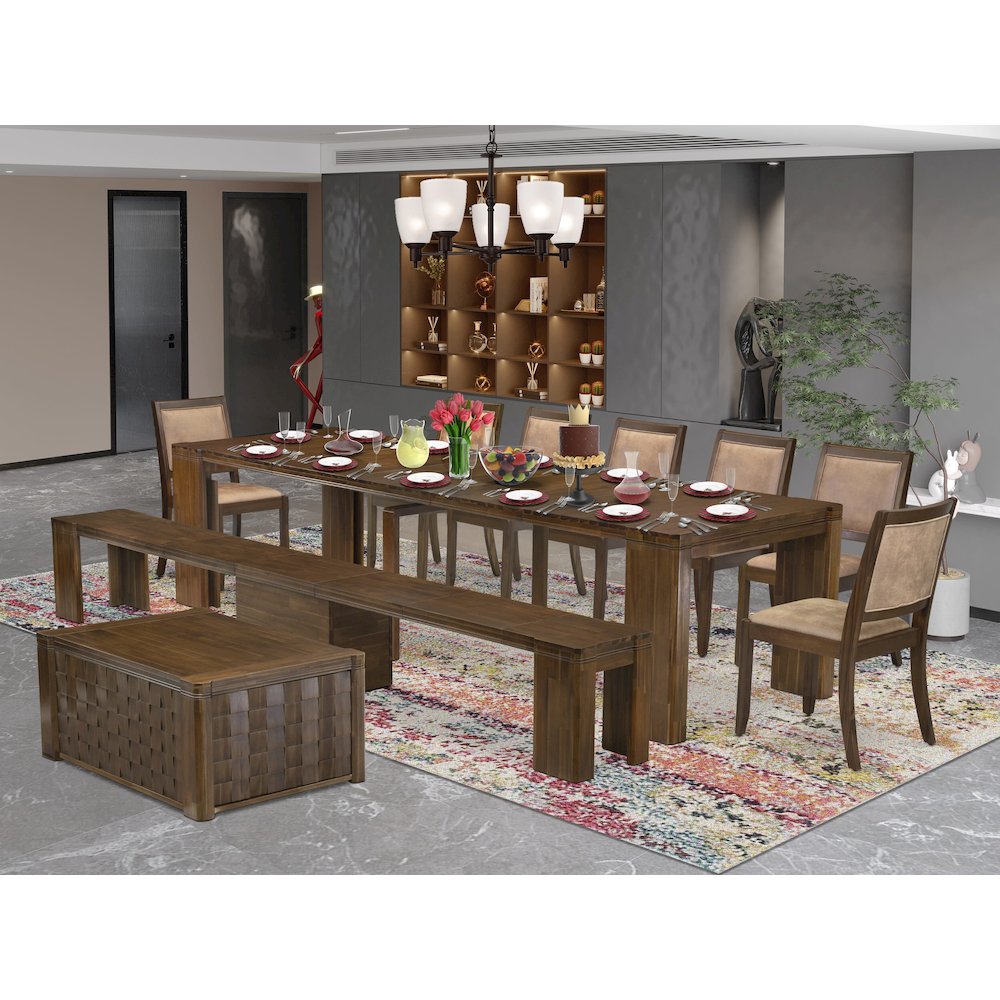 10 Pieces Extendable Dining Set Includes a Rectangle Kitchen Table. Picture 2