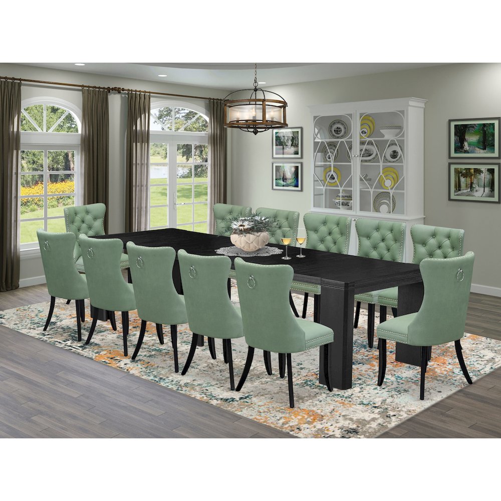 13-piece Kitchen Table Set a Rectangular Modern Dining Table. Picture 2