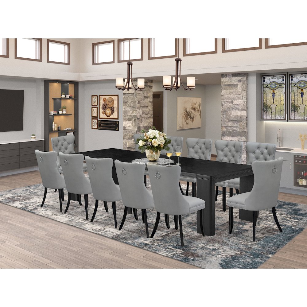 13-piece Kitchen Table Set a Rectangular Modern Dining Table. Picture 2