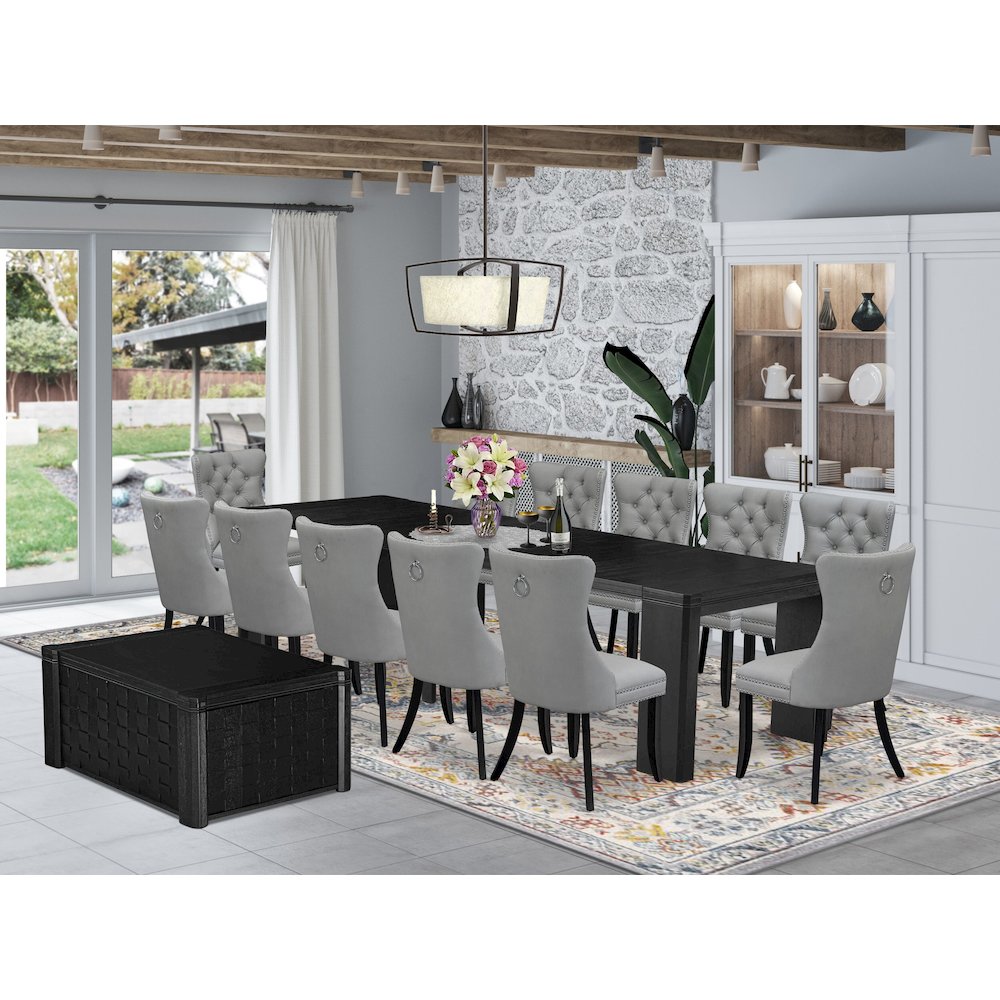 14-piece dinner table set a rectangular modern kitchen table. Picture 2