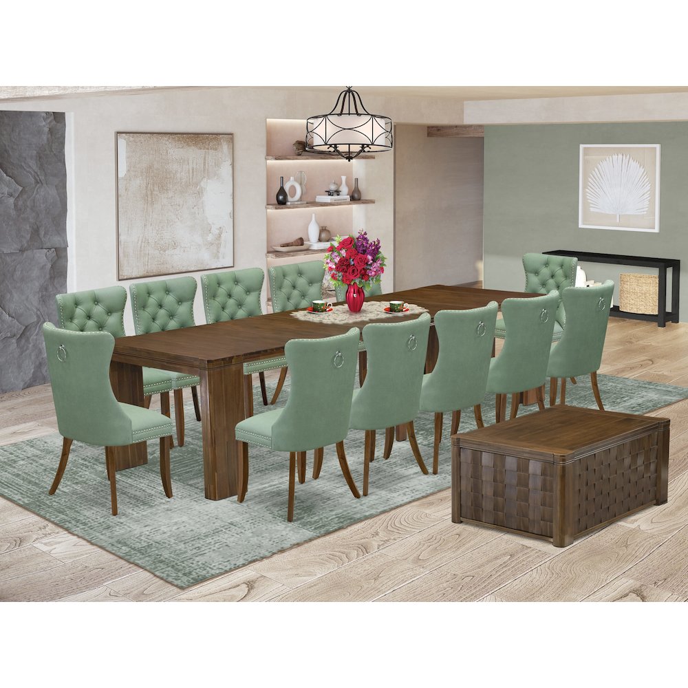 14 Pieces Extendable Dining Set Includes a Rectangle Kitchen Table. Picture 2