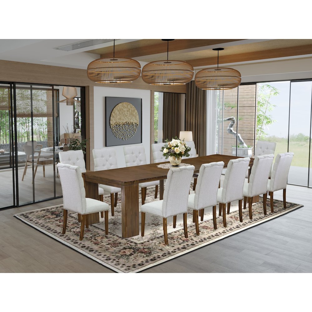 13 Pieces Extendable Dining Set Includes a Rectangle Kitchen Table. Picture 2