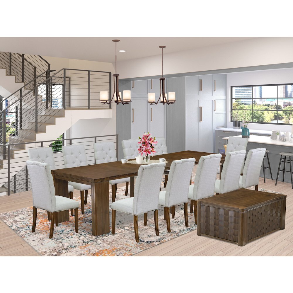 14 Pieces Extendable Dining Set Includes a Rectangle Kitchen Table. Picture 2