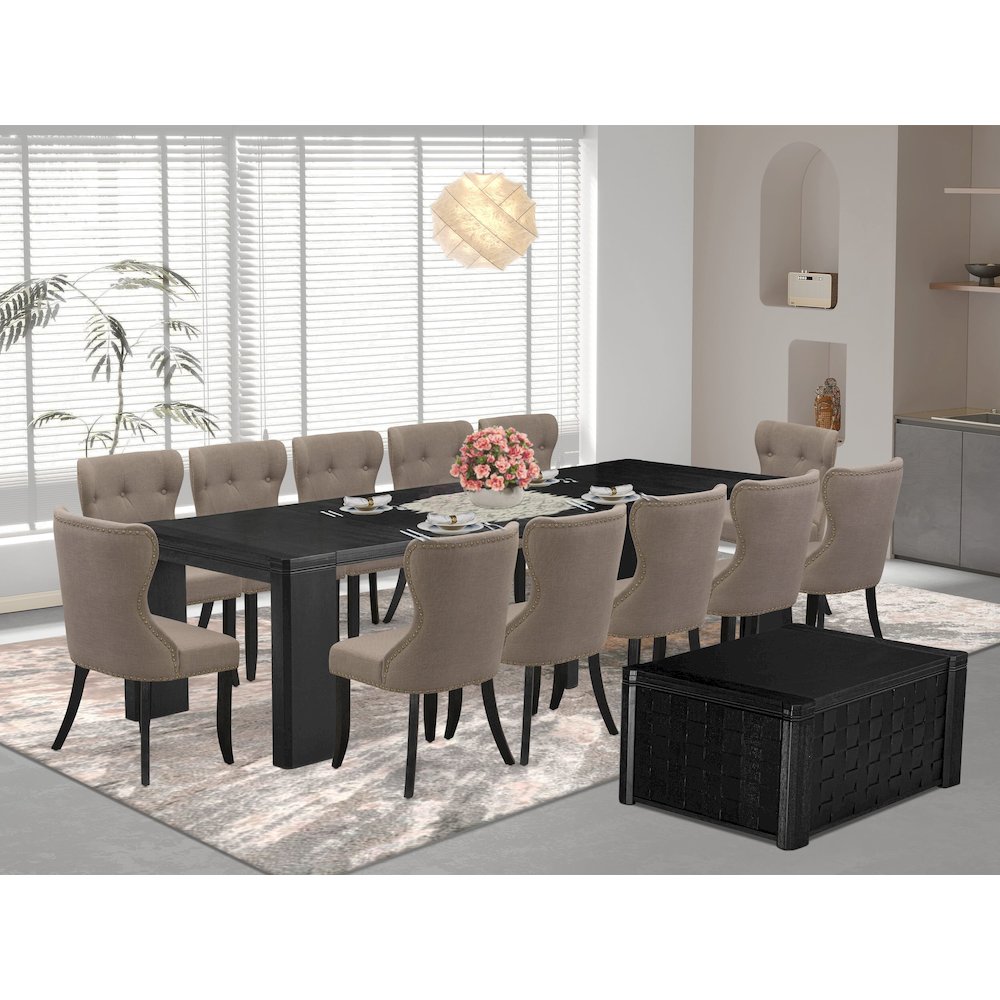 14-piece Dining Room Table Set a Rectangular Dining Table with a coffee Table. Picture 2