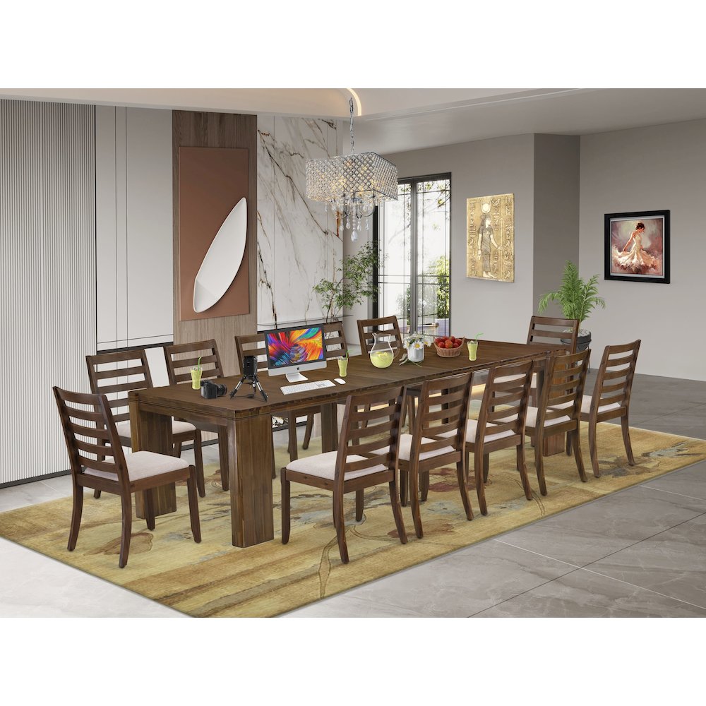 13 Pieces Extendable Dining Set Includes a Rectangle Kitchen Table. Picture 2