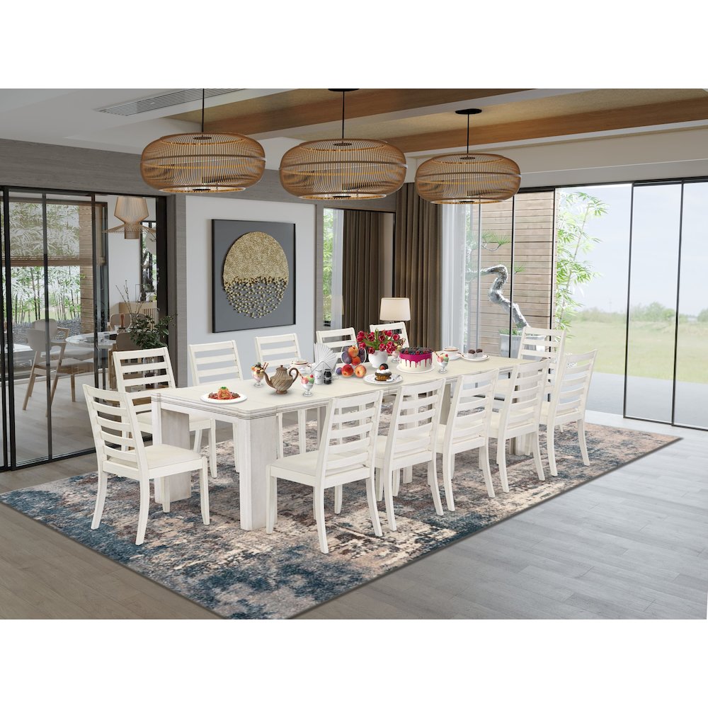 13 Pieces Extendable Dining Set Includes a Rectangle Kitchen Table. Picture 2