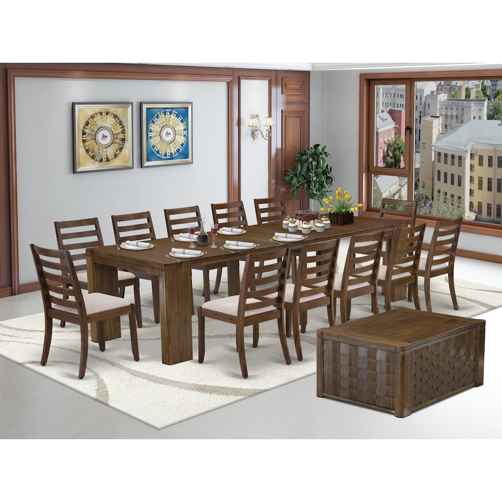 14 Pieces Extendable Dining Set Includes 1 Rectangle Kitchen Table. Picture 2