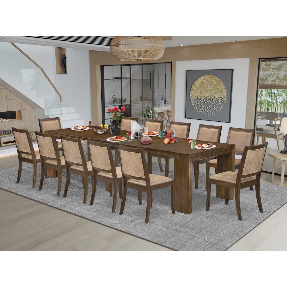 13 Pieces Extendable Dining Set Includes a Rectangle Kitchen Table. Picture 2