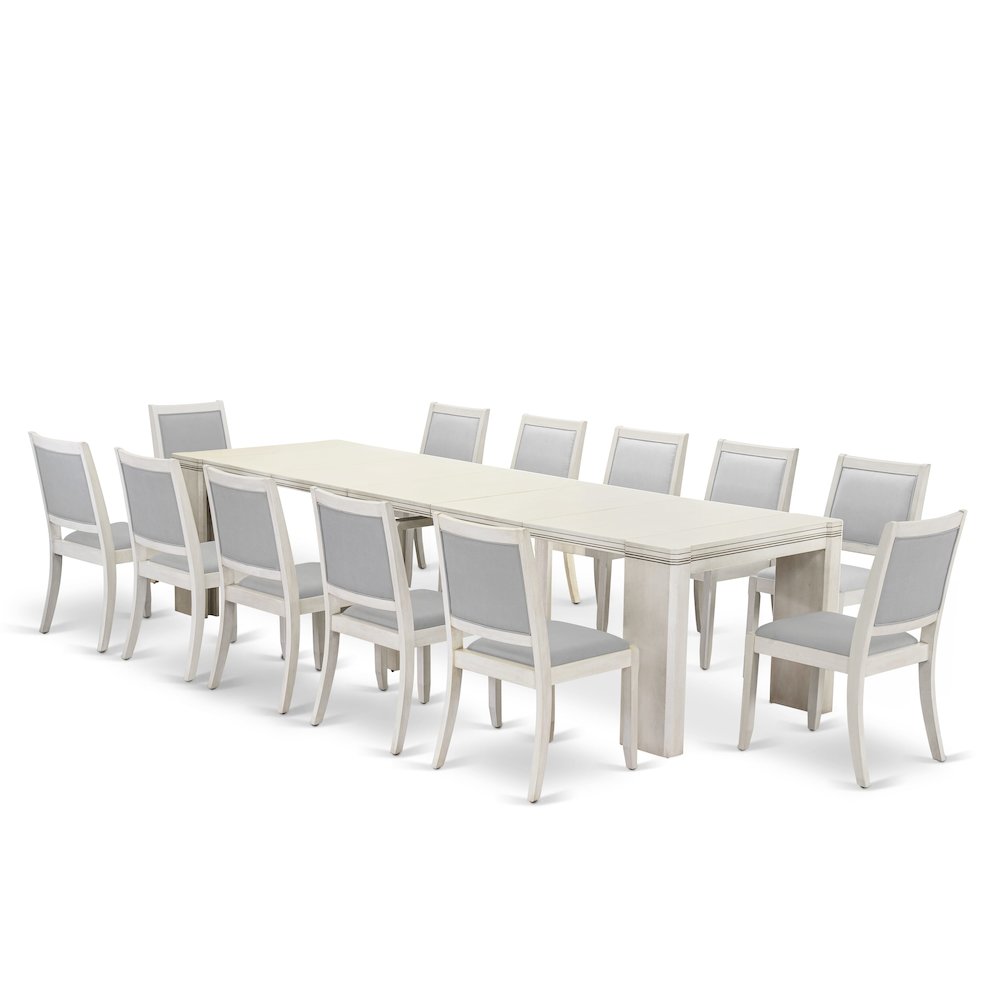 13 Pieces Extendable Dining Set, Antique White. Picture 17