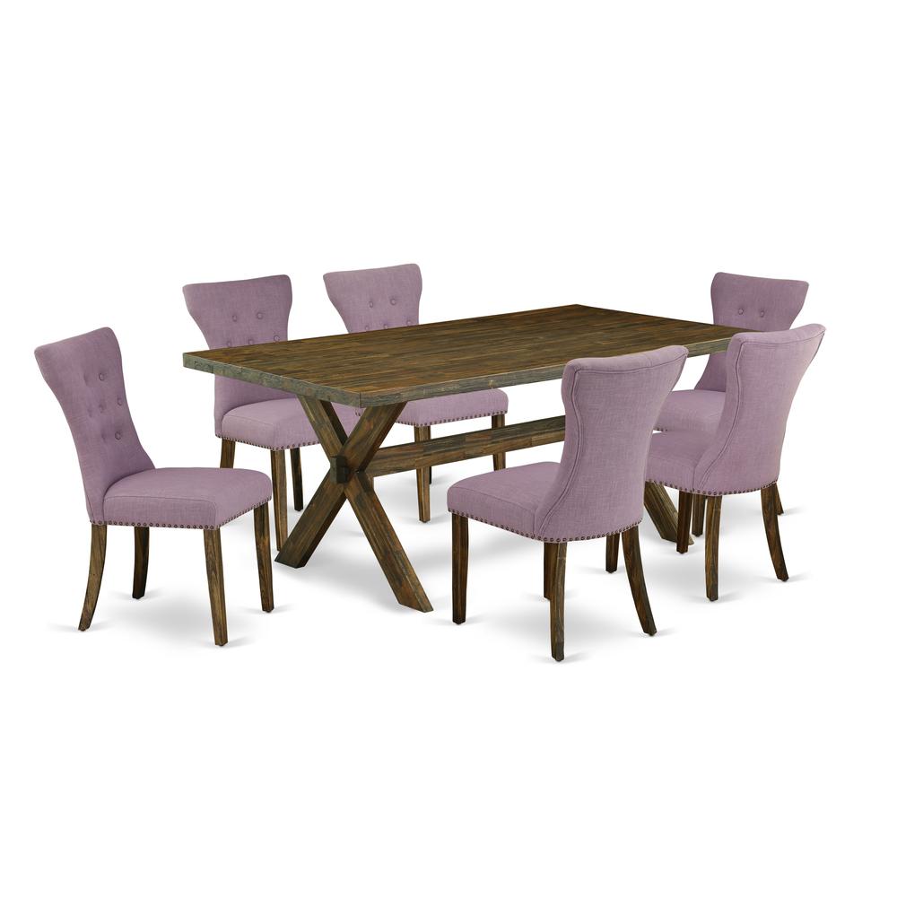 East West Furniture X777Ga740-7 - 7-Piece Dining Room Table Set - 6 Parson Dining Chairs and Dinette Table Hardwood Frame. Picture 1