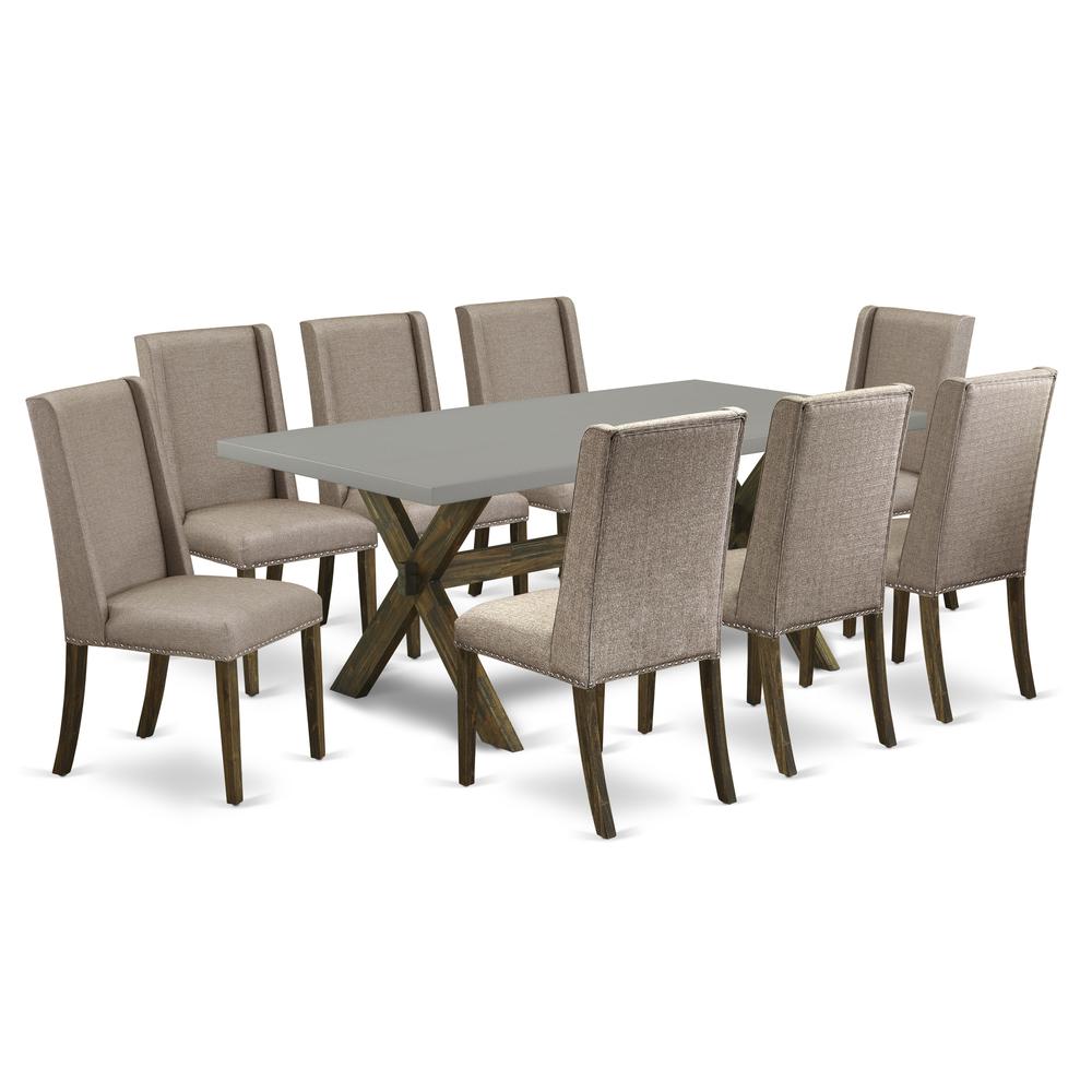 East West Furniture X797FL716-9 9-Piece Dining Set Parsons
