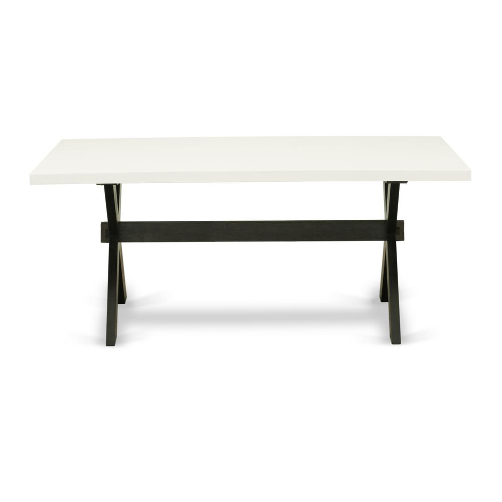 Dining Table Wire brushed Black & Linen White, XT626. Picture 3