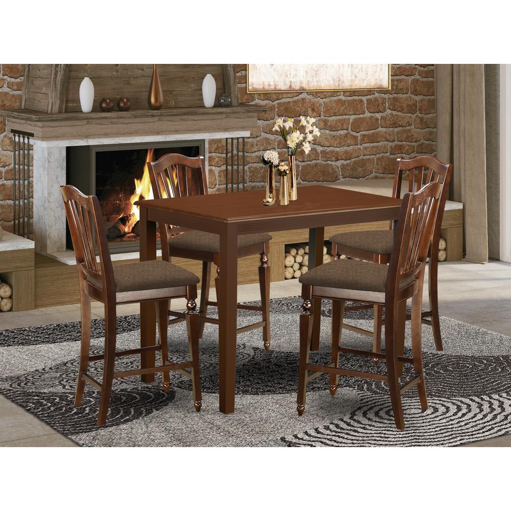 YACH5-MAH-C 5 Pc counter height Dining set - high Table and 4 counter height Dining chair.. Picture 2