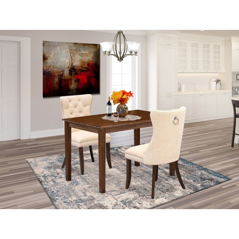 3 Piece Dining Room Furniture Set Contains a Rectangle Solid Wood Table. Picture 2