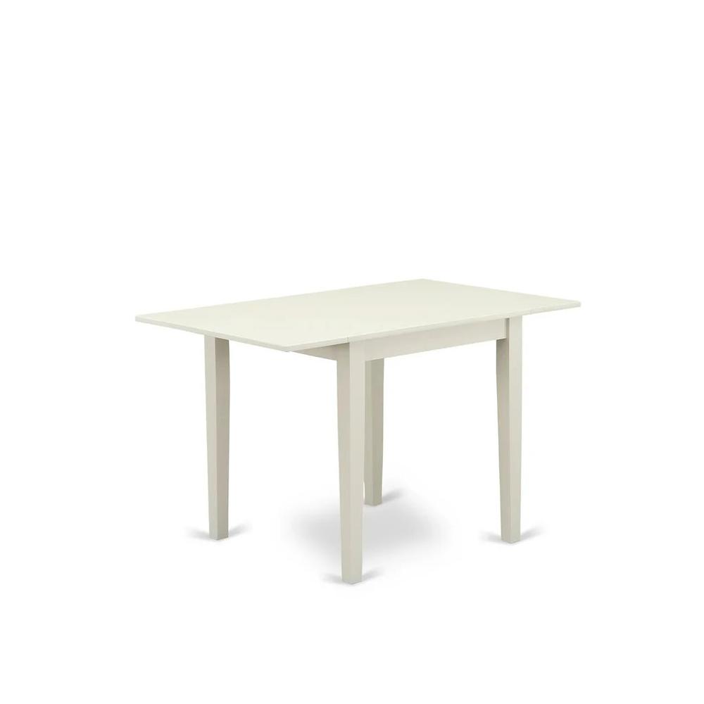 East West Furniture 5-Piece Dinner Table Set-A Mid Century Modern Table and 4Linen FabricDining Chairs with Button Tufted Back - Linen White Finish. Picture 2
