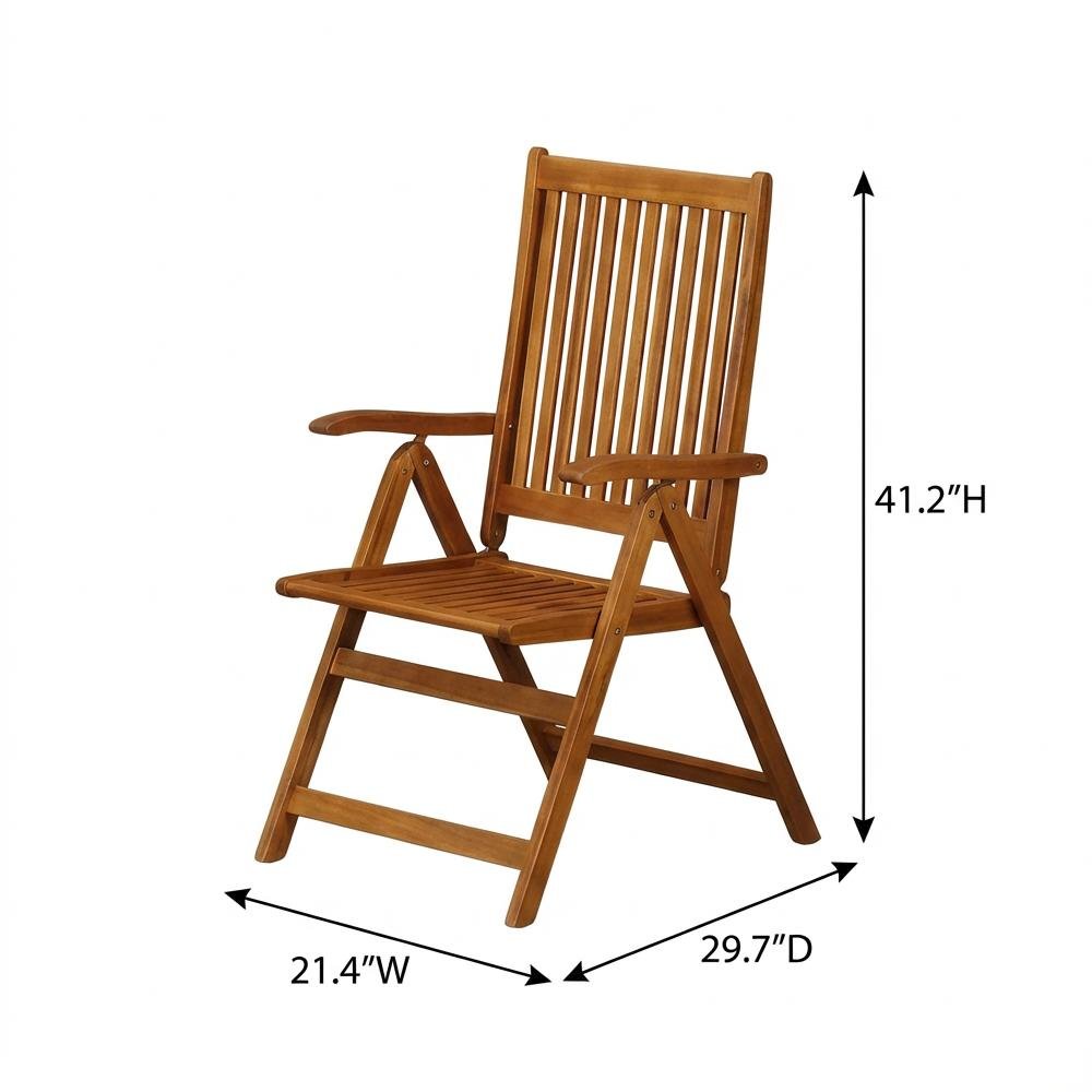Wooden Patio Chair, Oil Finish Set of 2 - Durable Frame and Comfortable Seating. Picture 6