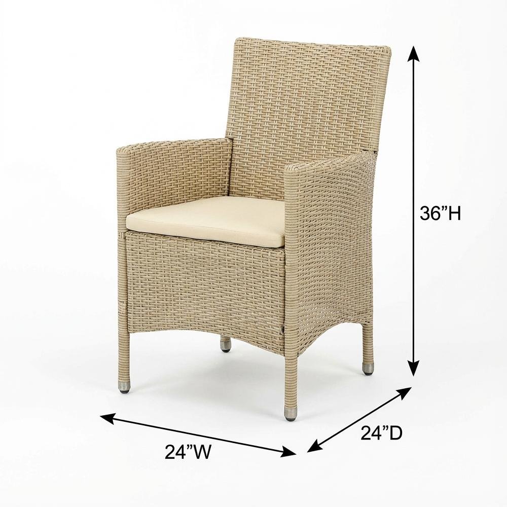 Cream Wicker Patio Chair Set of 2 with Outdoor-Ready Frame, Comfortable Seating. Picture 6