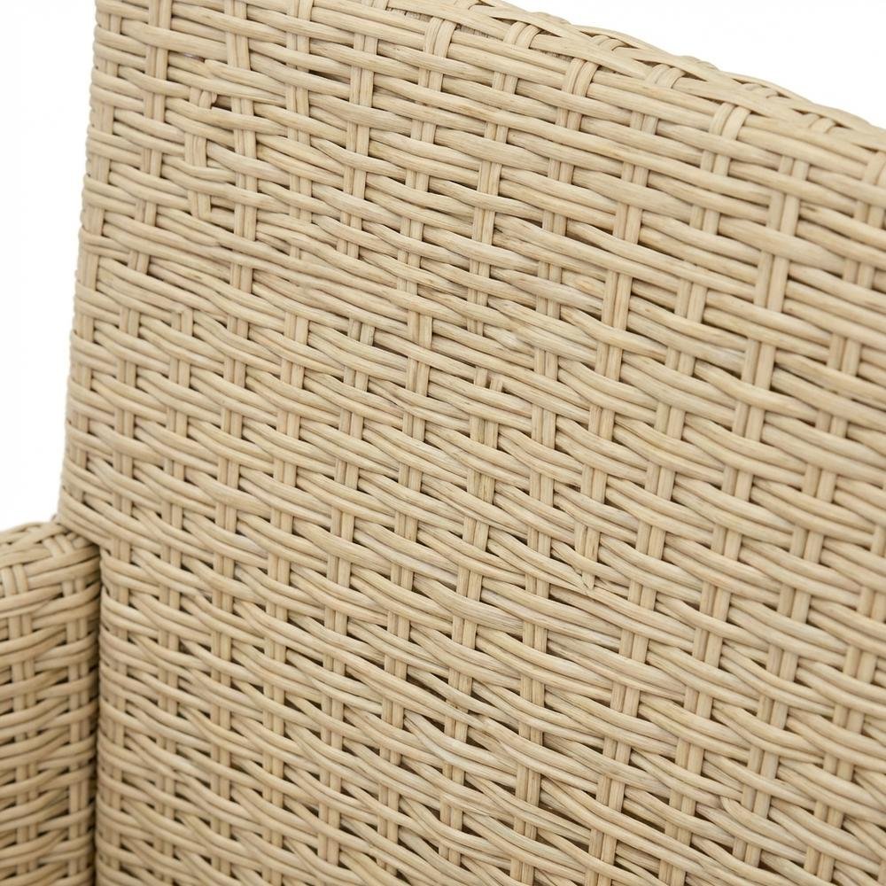 Cream Wicker Patio Chair Set of 2 with Outdoor-Ready Frame, Comfortable Seating. Picture 4