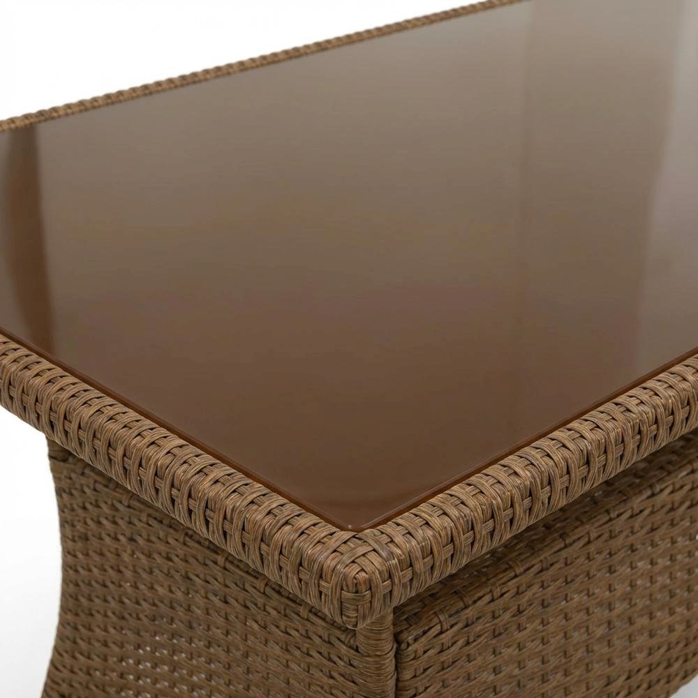 Brown Wicker Patio Bistro Table with Durable Frame and Weatherproof Design. Picture 4