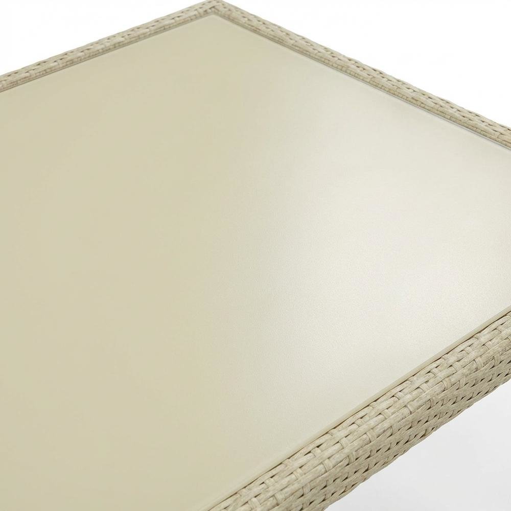 Rectangle PE Wicker Dining Table with Glass Top for Outdoor Patio. Picture 5