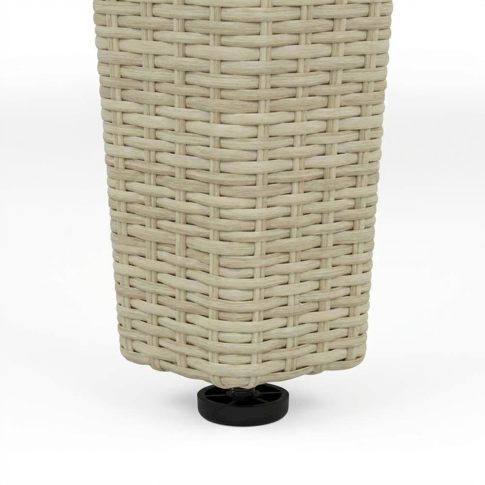 Rectangle PE Wicker Dining Table with Glass Top for Outdoor Patio. Picture 6