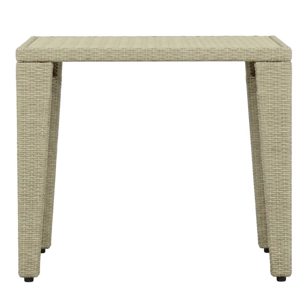 Rectangle PE Wicker Dining Table with Glass Top for Outdoor Patio. Picture 4