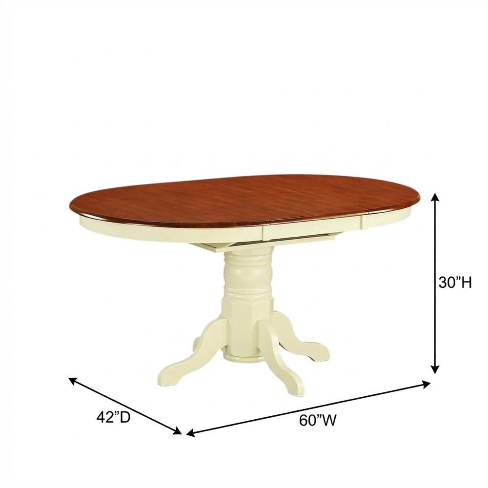 White Oval Pedestal Table, Butterfly Leaf Extension, Seats 6. Picture 7