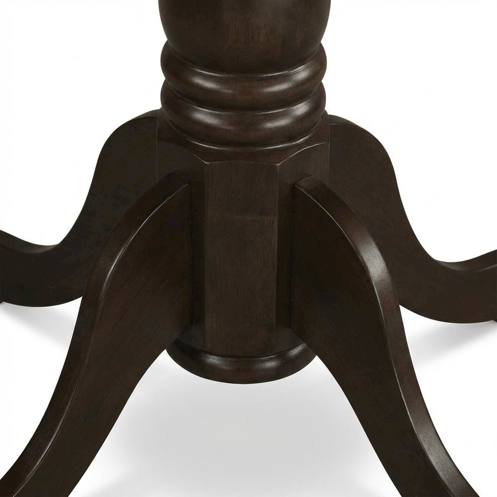 Saddle Brown Drop Leaf Round Table, Pedestal Base, Seats 4. Picture 6