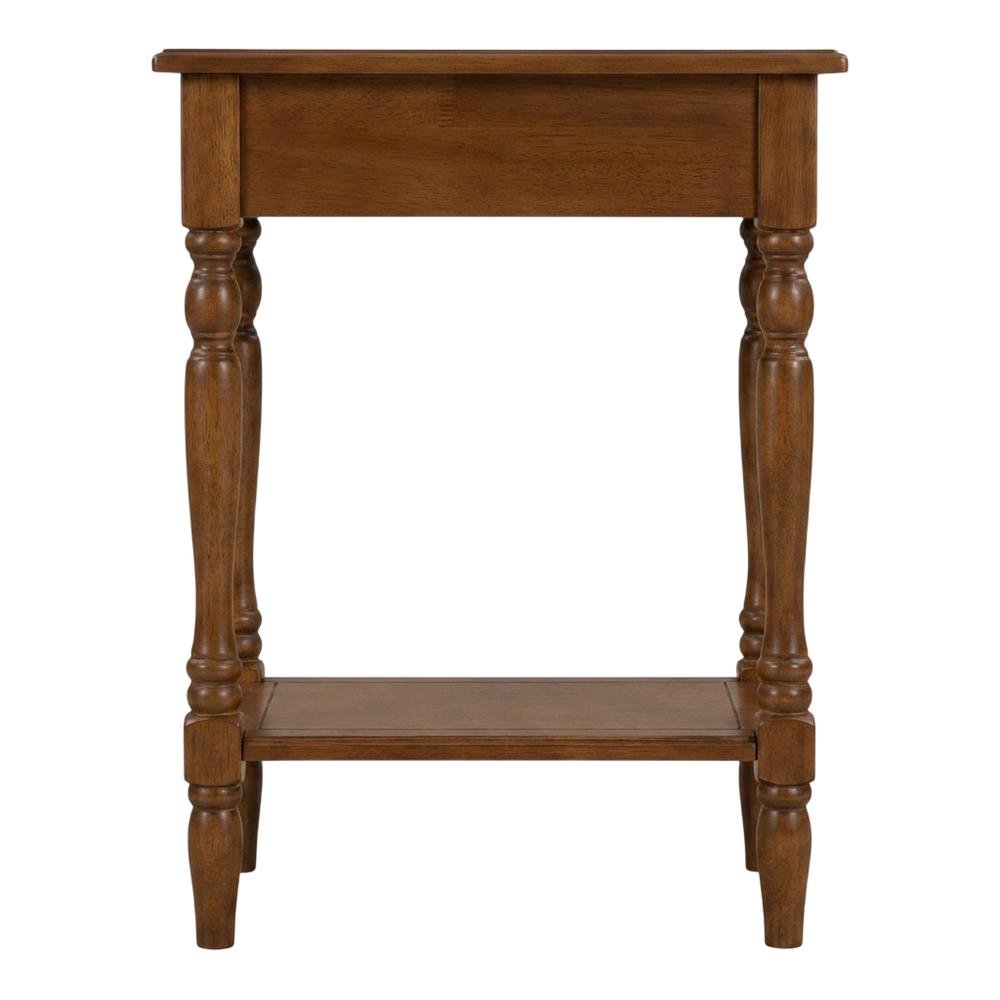 Antique Walnut End Table with Open Storage Shelf for Small Spaces Sturdy Design. Picture 4
