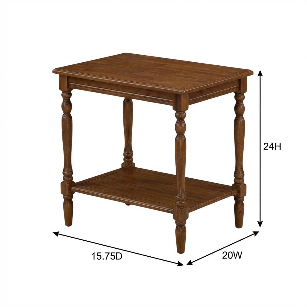 Antique Walnut End Table with Open Storage Shelf for Small Spaces Sturdy Design. Picture 7