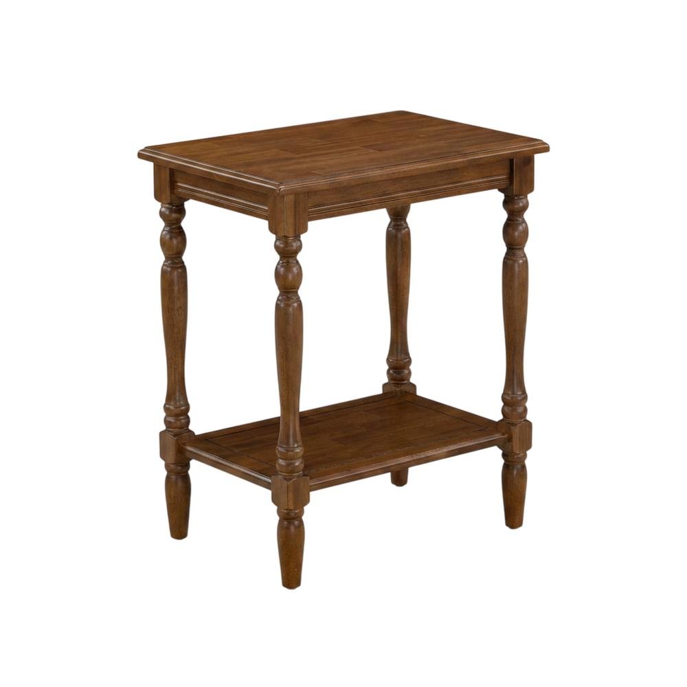 Antique Walnut End Table with Open Storage Shelf for Small Spaces Sturdy Design. Picture 1