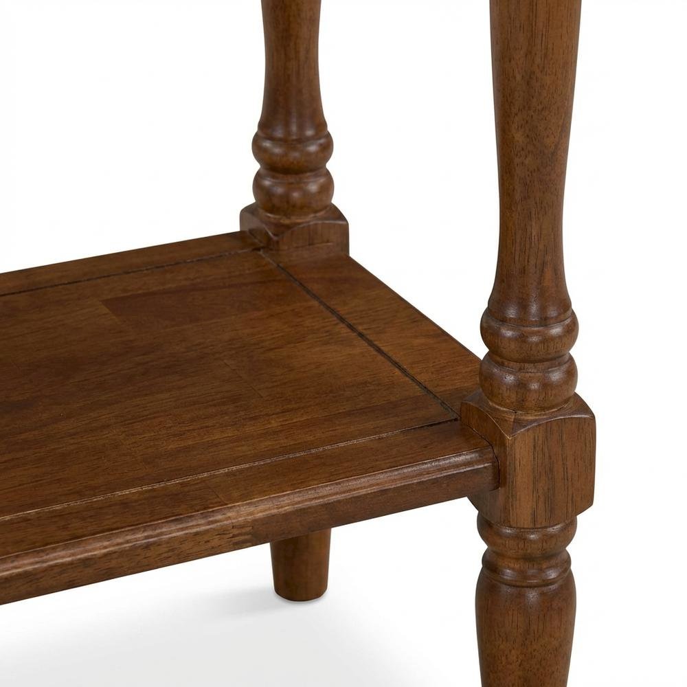 Antique Walnut End Table with Open Storage Shelf for Small Spaces Sturdy Design. Picture 6