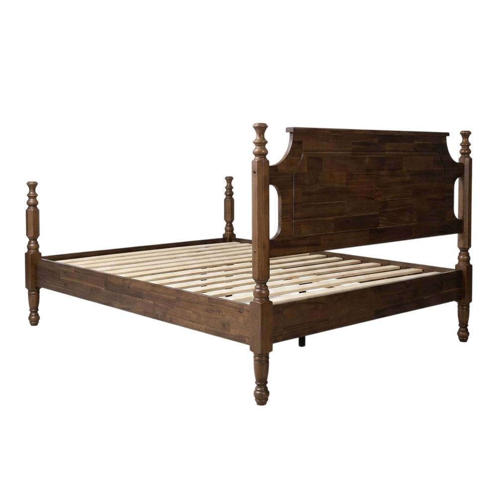 Solid Wood Platform Bed with Headboard, Traditional King Size. Picture 4