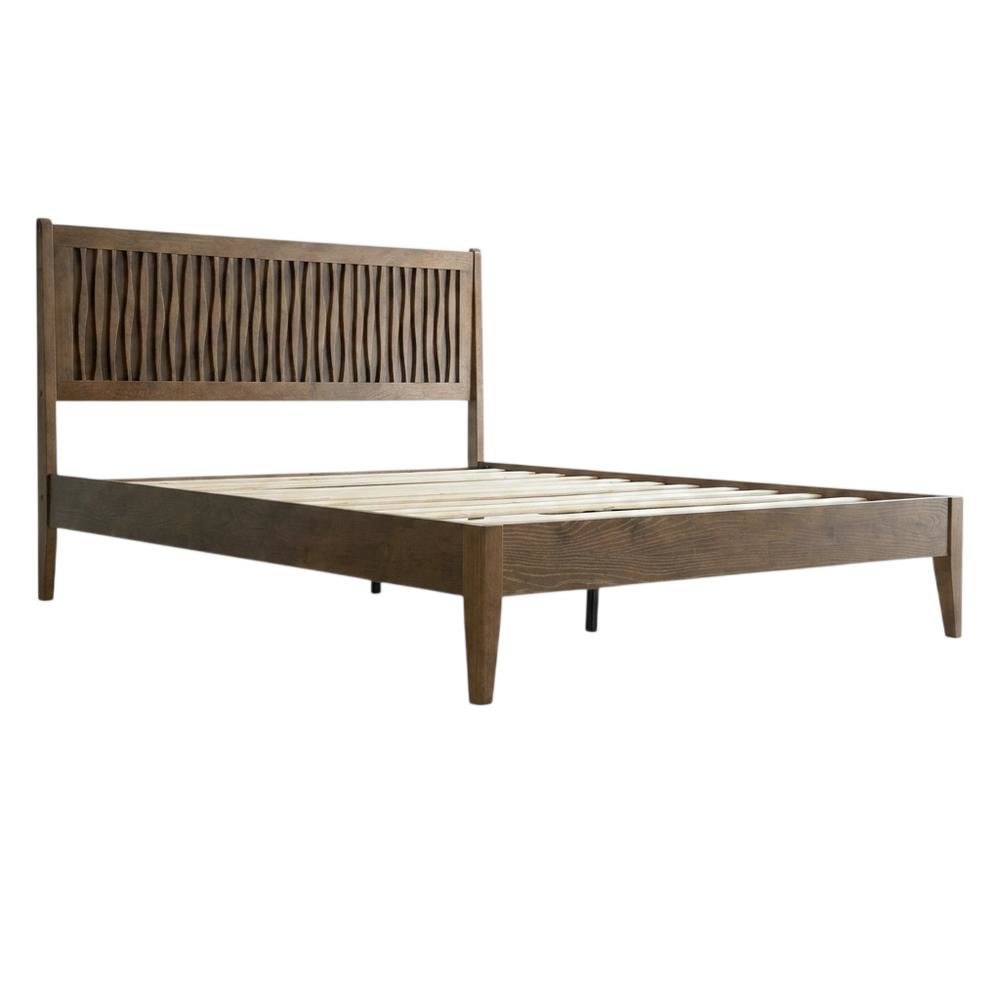 Solid Wood Platform Bed, Headboard & Footboard, No Box Spring, Barnwood, King. Picture 1