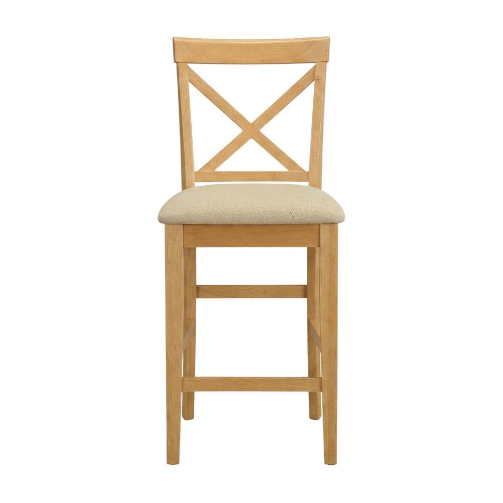 Solid Wood X-Back Counter Stools Set of 2 with Microfiber Seat. Picture 4